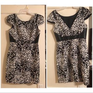 Tibi Leather Panel Leopard Print Dress